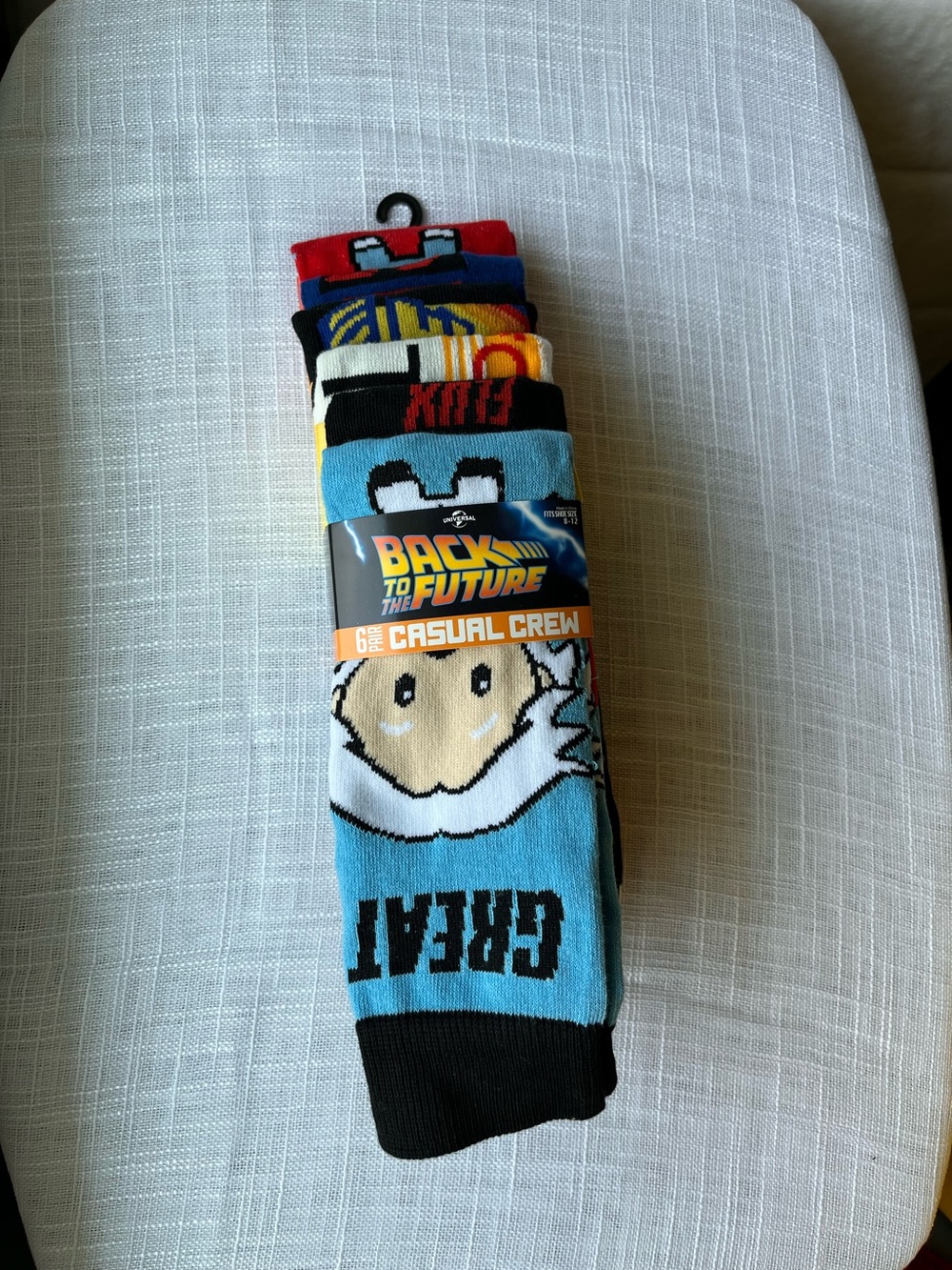 Back to the Future Men's Casual Crew Socks - Blue Multi-Pack of 6-size 8-12